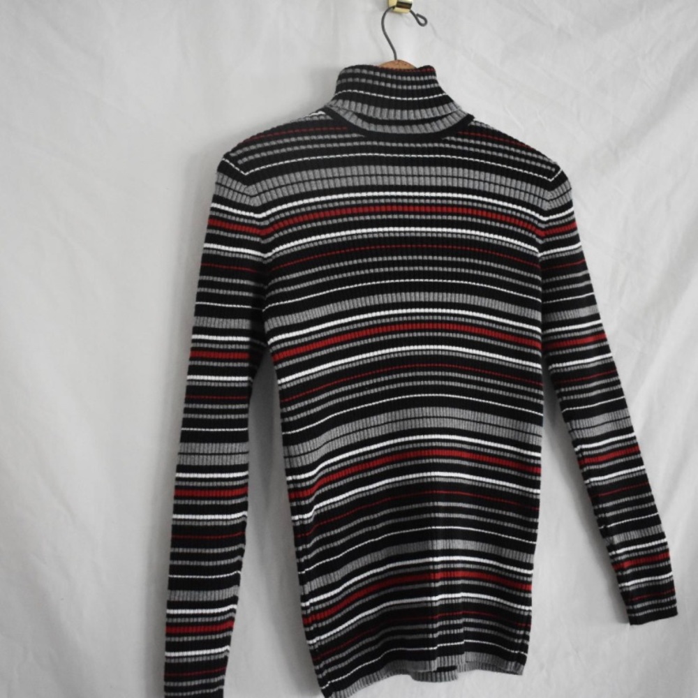 Black/Red/White Striped Turtle
Neck